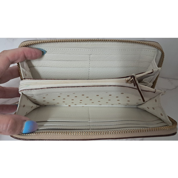 KATE SPADE Champagne Saffiano Leather Women's Zip Around Wallet - EUC - Picture 4 of 7